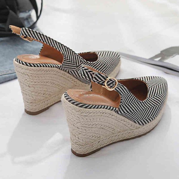 

dress shoes summer new style european and american striped single ladies pointed toe thick-soled straw high heels yj5x, Black