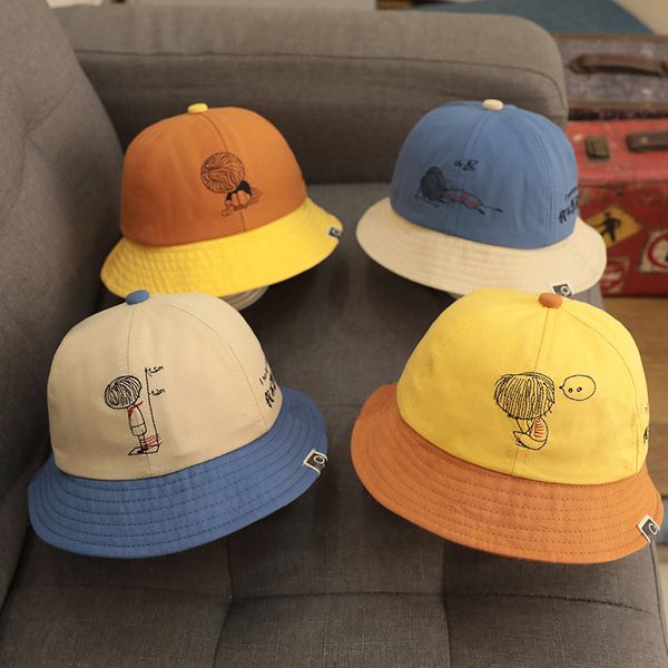 

baby sunshade children's fisherman hat boy child sunscreen big brim summer thin wide brim, Yellow