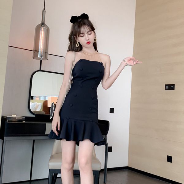

arrival fashion summer mini ladies'beach halter knit without back party dress mermaid, Black;gray