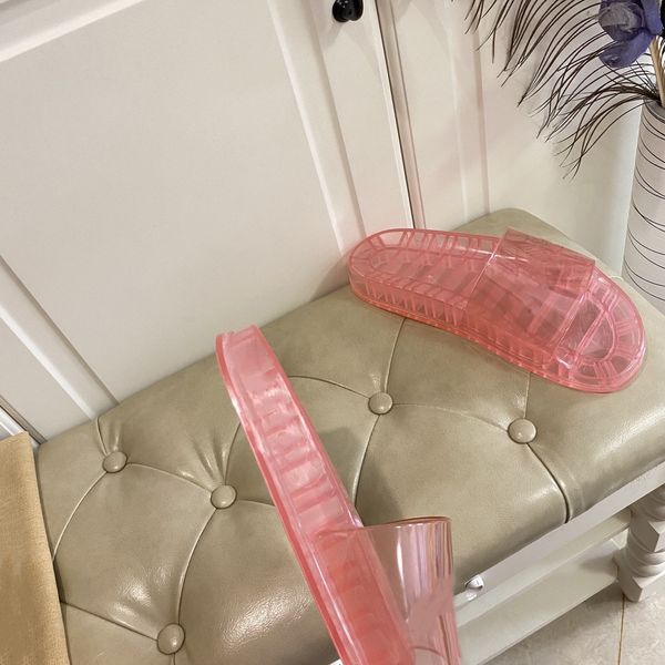 

2021 classics new fashion flat slippers ladies fruit women jelly sandals transparent crystal rubber summer men slides beach sandal luxury, Black