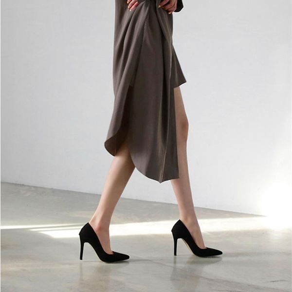 

dress shoes 6cm/8cm pumps pointed high heels fine with shallow mouth work single suede fashion autumn women's, Black
