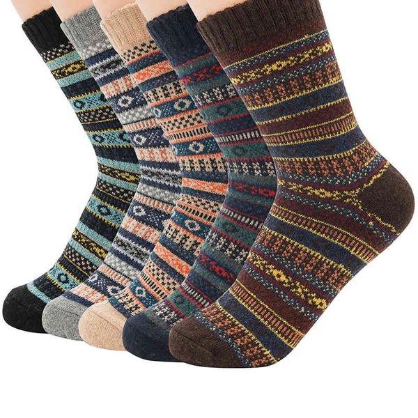 

men's casual winter thick crew harajuku retro wool dress s warm sock, Black