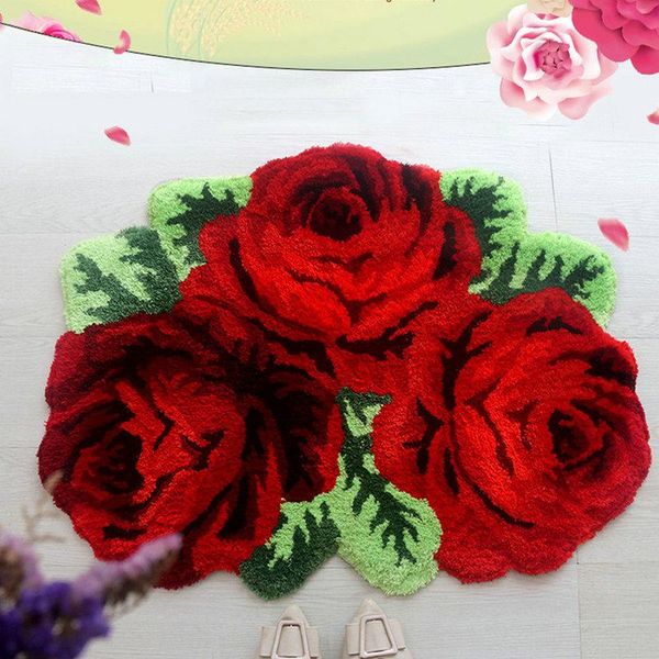 

carpets 3d rose flower rug home decoration pattern carpet anti-slip living room mat bathroom water absorption floor mats 80x60cm