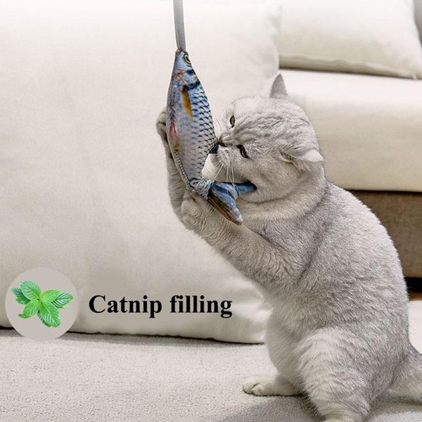 

cat toys creative plush fish with catnip funny safety airbag interactive toy durability manually press pet accessories