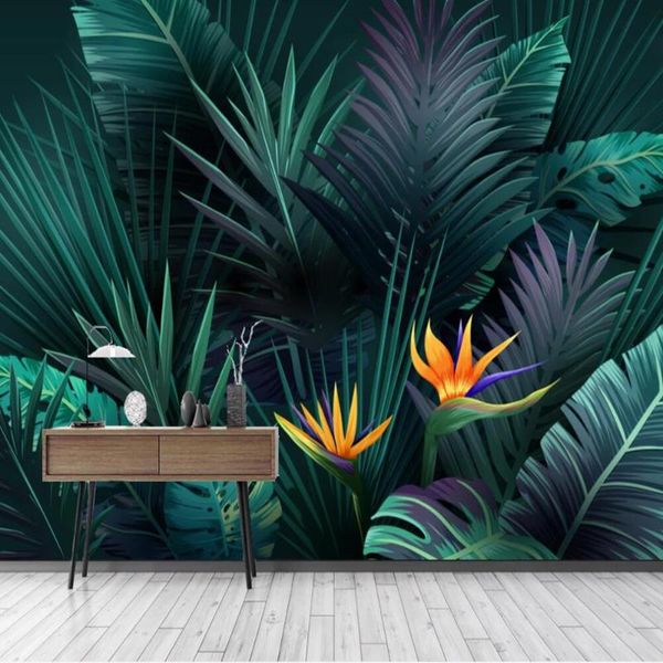 

wallpapers dropship custom large wallpaper mural portrait plant rainforest banana leaf living room background wall decoration painting