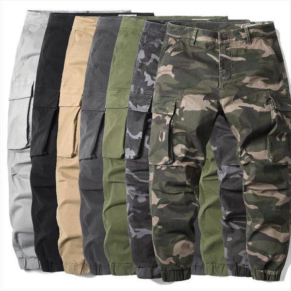 

7 colors military women pants tactical multi pocket baggy overalls male cotton cargo for men,size 29 40, Black