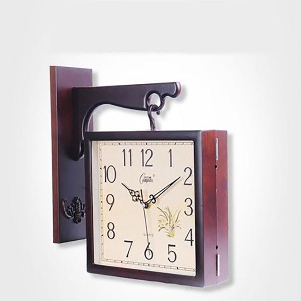 

wall clocks solid wood clock double sided nordic modern mechanism silent women watches home decor kitchen living room wzh041