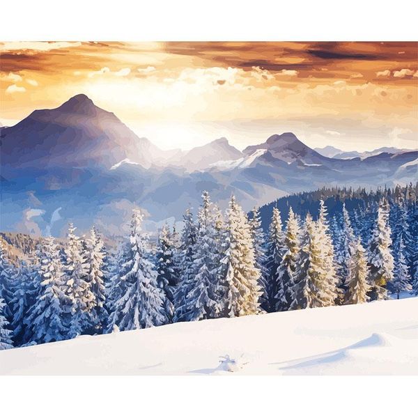 

paintings winter woods scenery 40x50cm painting by numbers picture colouring zero basis handpainted oil unique gift home decor