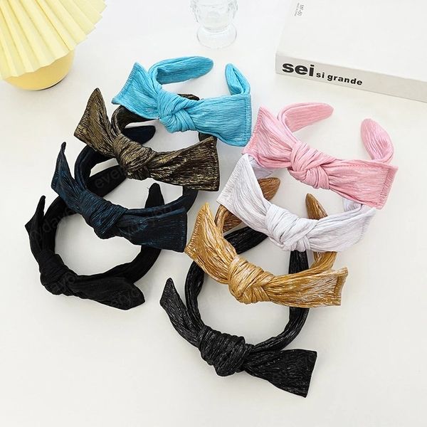 

women girls thick fabric bow cross hairband headband hair accessories, Silver