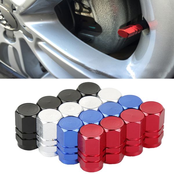 Caps de pneus de carro colorido tampões de válvula de pneu parafuso de pneu de ar de alumínio hexágono hexágono liga de alumínio tampa tampa de tampa auto peças