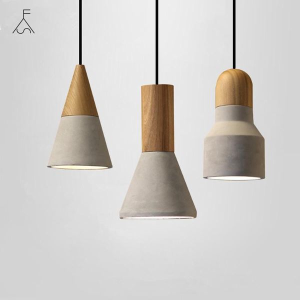 

pendant lamps retro cement / wood e27 led lights dining light bar coffee shop hanglamp bedside lamp industrial style loft deco