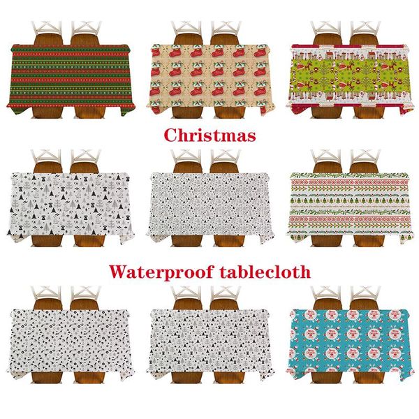 

table cloth cartoon animals christmas pine conetree elk geometric pattern tablecloth linen waterproof wedding decoration tapete