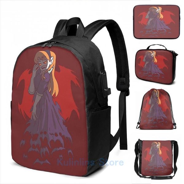 

backpack funny graphic print vampire matilda darling usb charge men school bags women bag travel laptop
