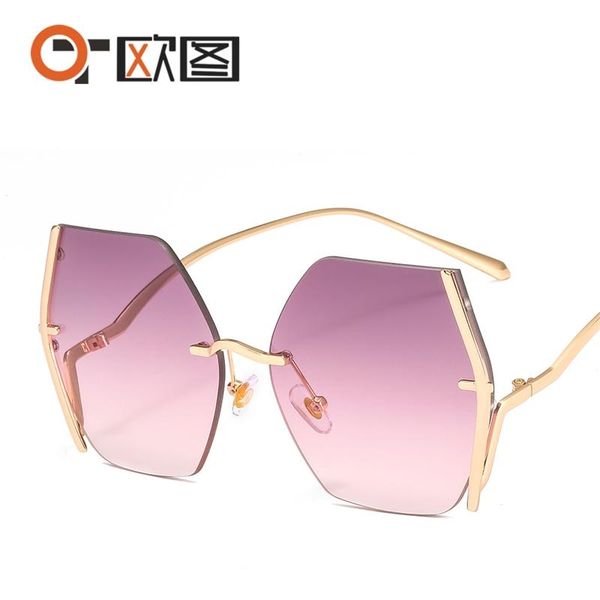 

fashion sunglasses frames metal frameless men's and women's 6566, Black