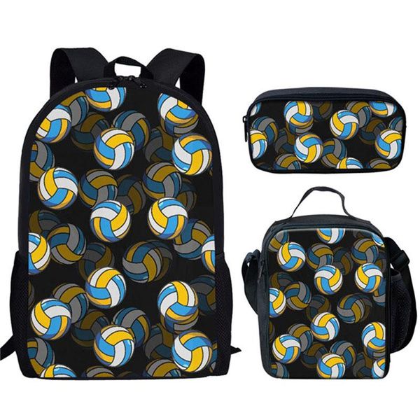 

school bags 3pcs/set kids backpack cool volleyball 3d printing schoolbag for teens girls boys children bagpack student book bag