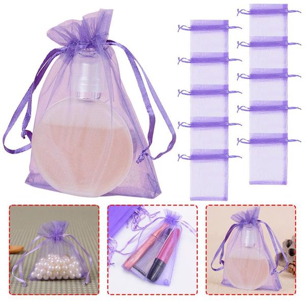 

storage bags 10pcs christmas gift organza dark purple 7x9cm bag jewelry packaging favor wedding party #j2