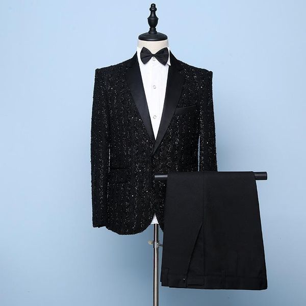 

performance suit men's bright diamond fashion 2021 singer star sky dress studio stage suits & blazers, White;black
