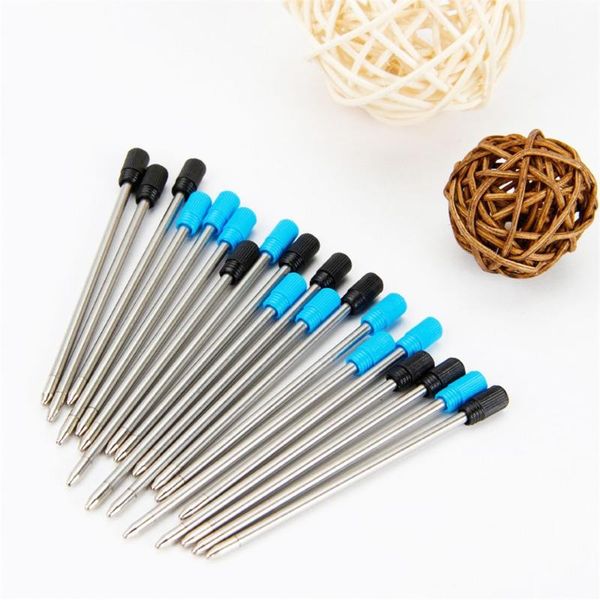 

refills 10pcs 7cm metal ballpoint pen 1.0mm black blue ink replacement student rod cartridge core school stationery, Black;red