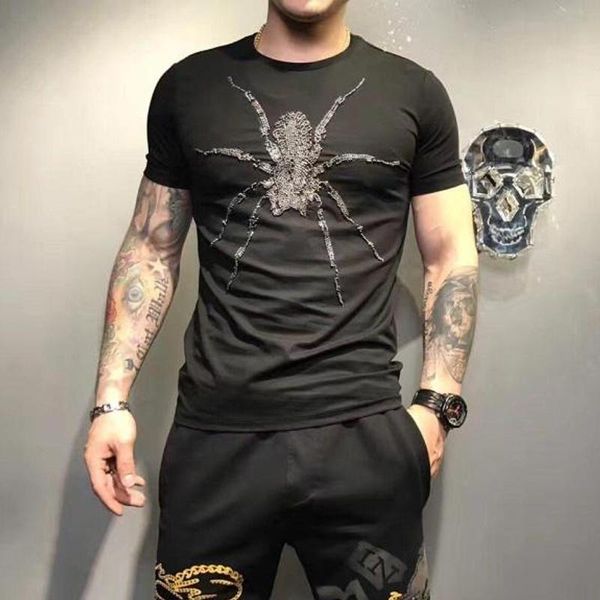 

men's t-shirts 2021 design selling beaded short sleeve street casual, White;black