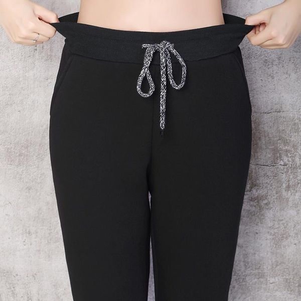 

women's pants & capris 2021 brand winter high waist trousers women warm plus size, Black;white