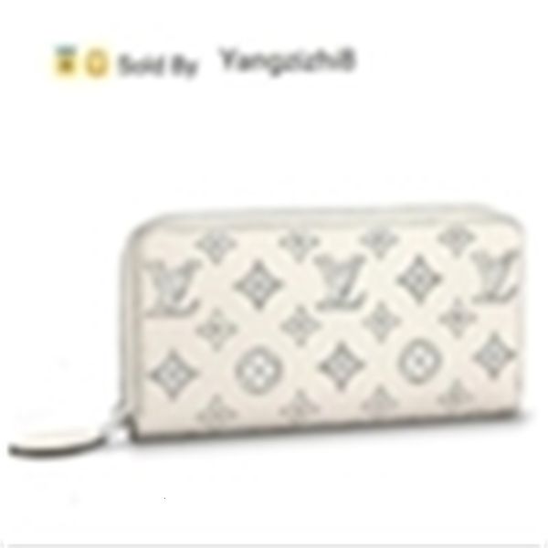 

yangzizhi8 real zippy wallet perforated pattern white m61869 caviar lambskin chain flap bag long chain wallets key card holders purse, Black;red