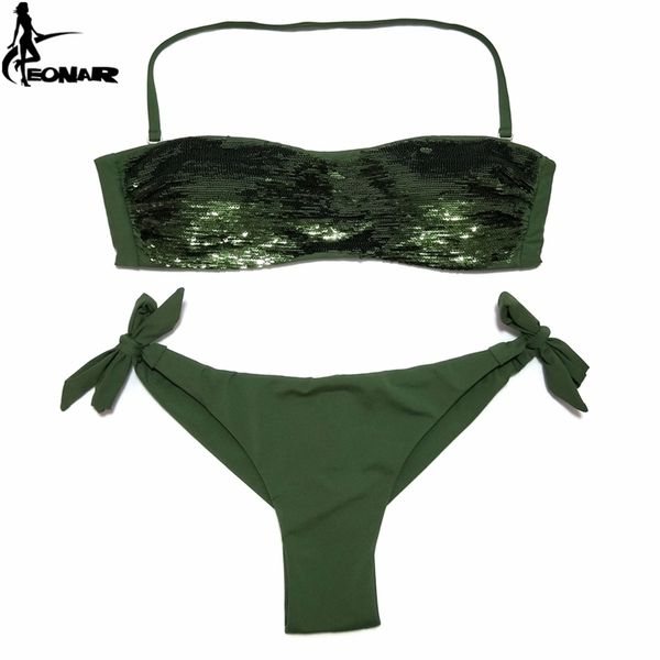 

eonar bikini 2021 sewn sequin women swimwear brazilian cut bottom bikini set low waist swimsuit bathing suits summer beach wear 210318, White;black