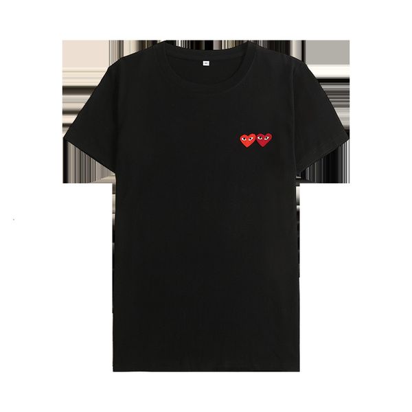 

women's t-shirt round-necked t-shirt lovers male and female summer shirt short sleeve embroidered heart double-shirt cotton, White