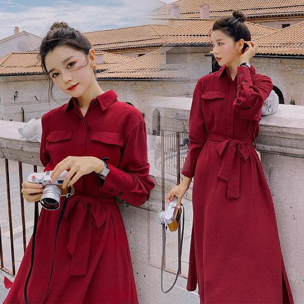 

112# 2021 spring korean fashion maternity long dress ties waist slim loose blouses clothes for pregnant women pregnancy nursing dresses, White