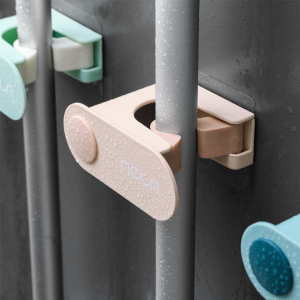 

mop holder for home bathroom accessories wall mounted broom household adhesive storage hook hooks & rails