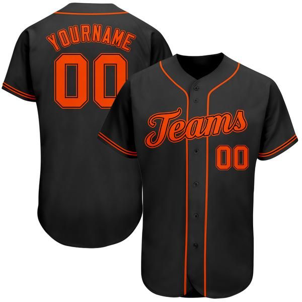 

custom black orange-5 authentic baseball jersey, Blue;black