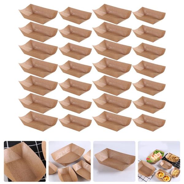 

gift wrap 100 pcs disposable sandwich trays kraft paper french fries boxes (brown)