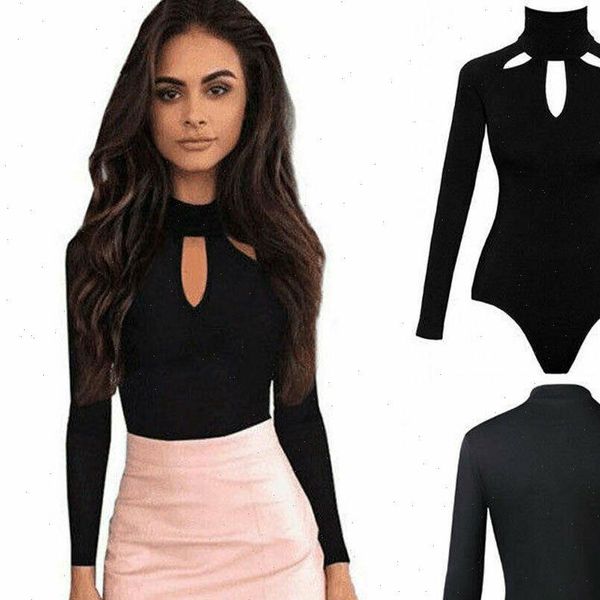 

turtle neck long sleeve women jumpsuits stretch leotard bodycon bodysuit blouse romper playsuits, Black;white