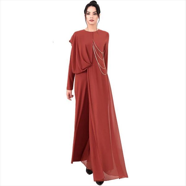 

chiffon party fashion muslim women romper clothing tassel long sleeve elegant straight, Black;white
