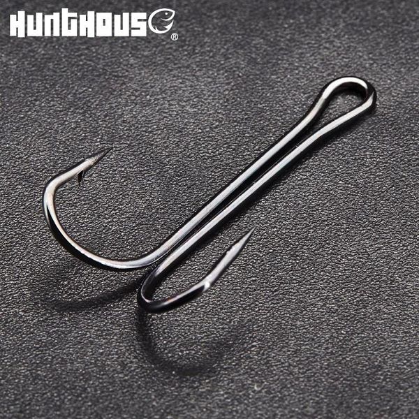 

fishing hooks hunthouse 2021 sharp double hook long stainless with soft lure noeby high carbon steel treble