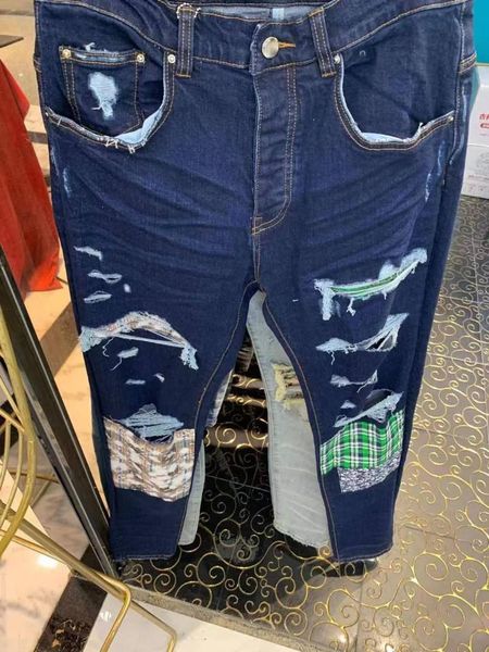 

fashion men's jeans 2021 runway european design party style clothing, Blue