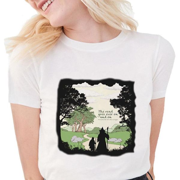 

frodo and gandalf t shirts women summe sauron art anime graphic tees soft cotton white women's t-shirt