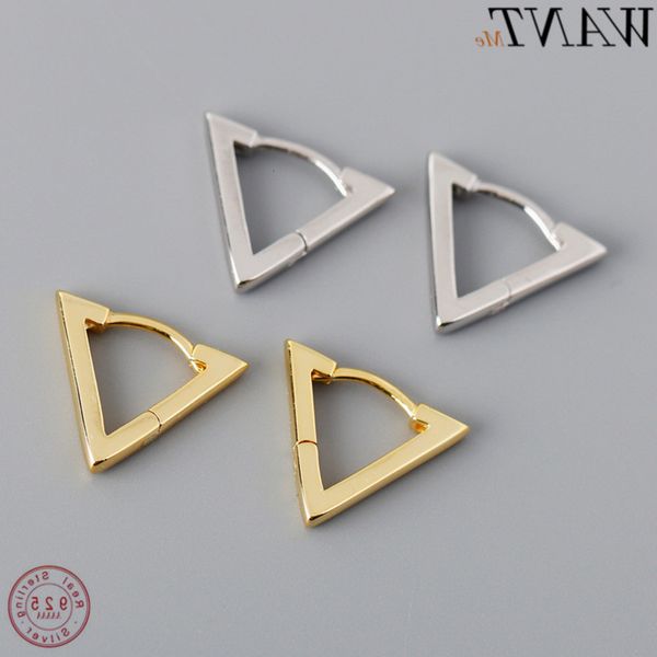 

wantme arrival minimalist geometric triangle stud earrings for women real 100% 925 sterling silver party jewelry gift, Golden