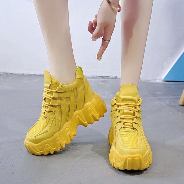 

women platform sneakers lace-up winter height increasing dad shoes high chunky casual shoe thick bottom flats ladies creeper