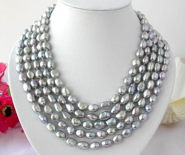

charming long 100" 11mm baroque gray freshwater pearl necklace chains, Silver