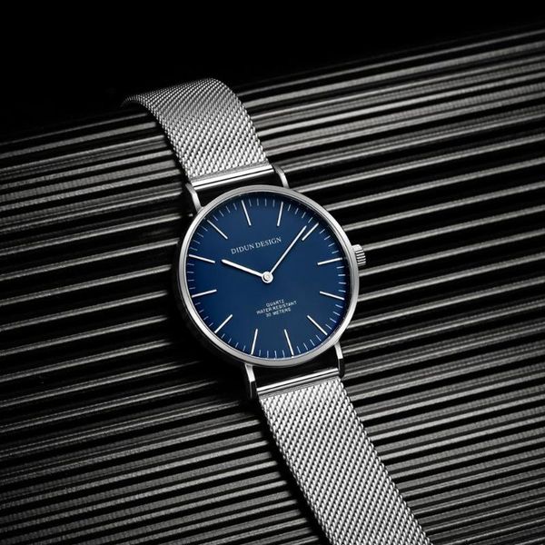 

wristwatches didun watches men 5.5mm ultra-thin fashion waterproof full steel quartz watch, Slivery;brown