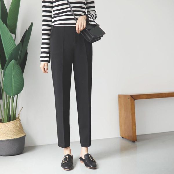 

casual high waist pants women spring summer ladies office trousers zipper pocket solid female harem 2021 pantalon femme women's & capri, Black;white