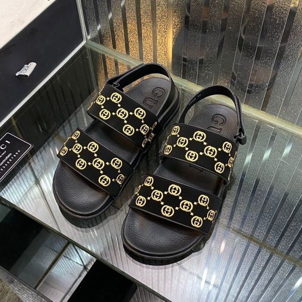 

european station simon fundy slippers sandals men's fashion versatile slippers holiday travel beach home shoes designers outlet ysj, Black
