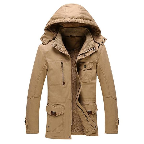 

men's jackets thick warm hooded jacket long collar cotton casual oversized windbreaker autumn and winter, Black;brown