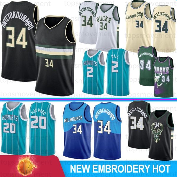 

giannis 34 antetokounmpo men basketball jerseys 2022 new season ray jabari allen parker khris lamelo 2 ball jersey gordon 20 hayward camiset, Black;red