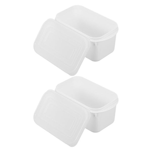 

dishes & plates 2pcs butter boxes crisper preservation storage cases (white)