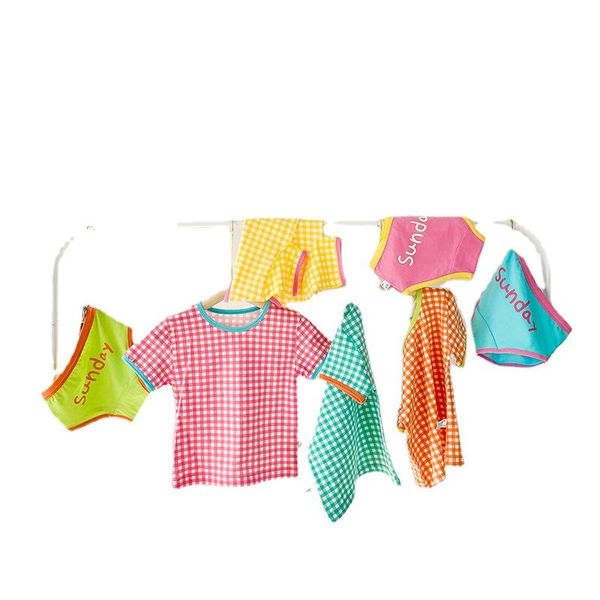 

clothing sets 2pcs underpants+1 t-shirt set kids boys girls classic plaid letter print briefs underwear short sleeves leisure wear rallytan, White