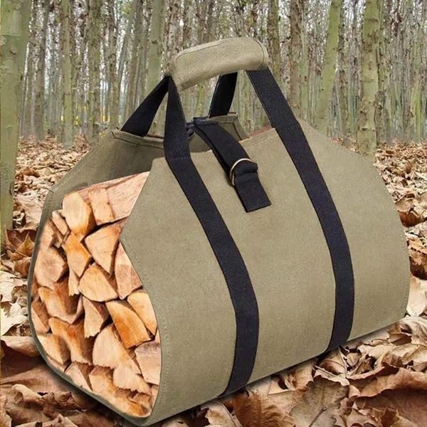 

storage bags durable canvas firewood log carry bag with two handles outdoor