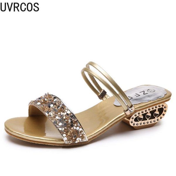 

casual summer women's slippers fashion all-match simple vamp sequins embellished two wear women's slippers 2021, Black