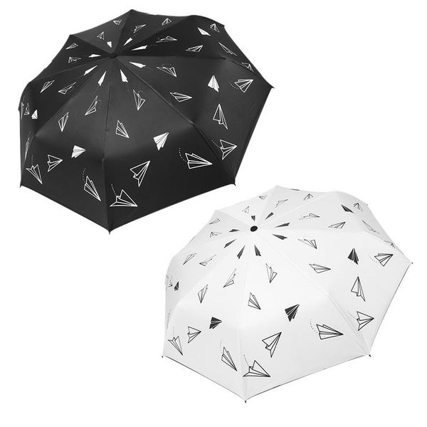 

umbrellas paper airplane folding rain and sun dual-purpose female sunscreen uv protection umbrella three-fold