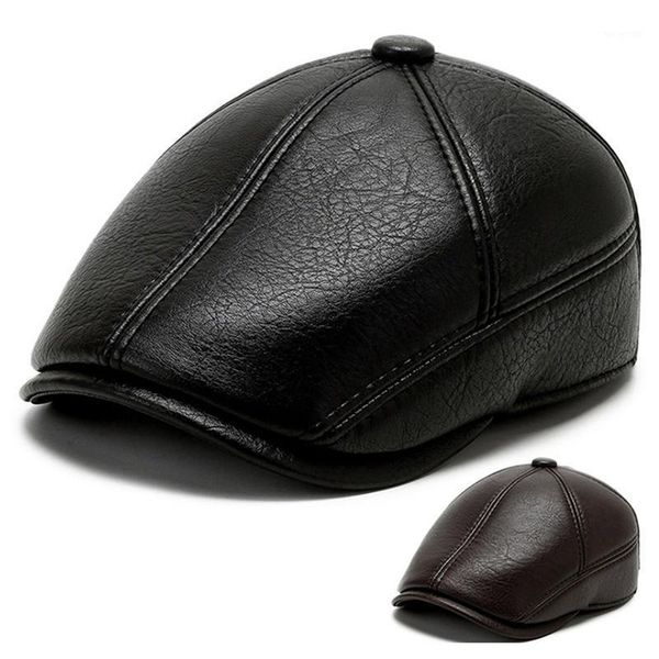 

berets men pu leather baseball cap sheep beret sboy belt black hunting hats 2021 fashion high quality, Blue;gray